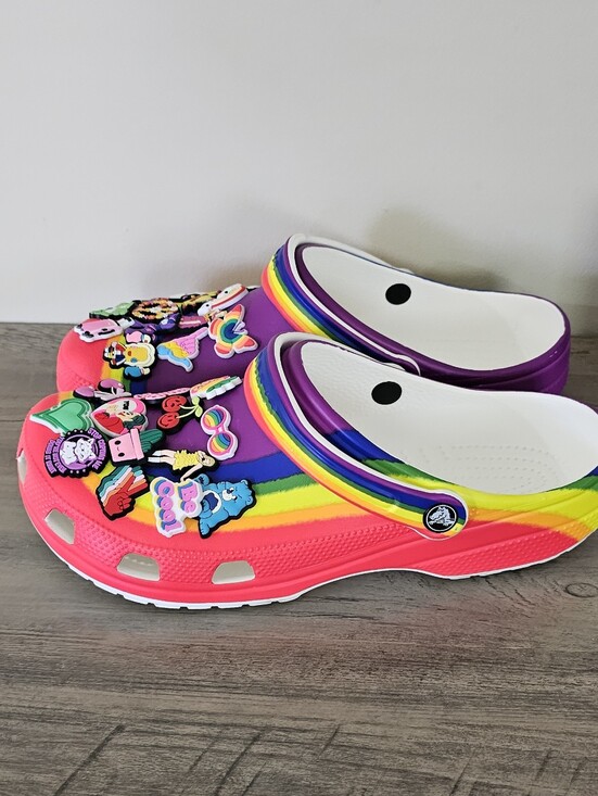 CROCS Classic Red Rainbow Stripes Colorful Charms Men 11  Clog Y2k Festive main image 16